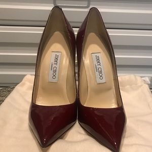 Jimmy Choo burgundy patent leather pump